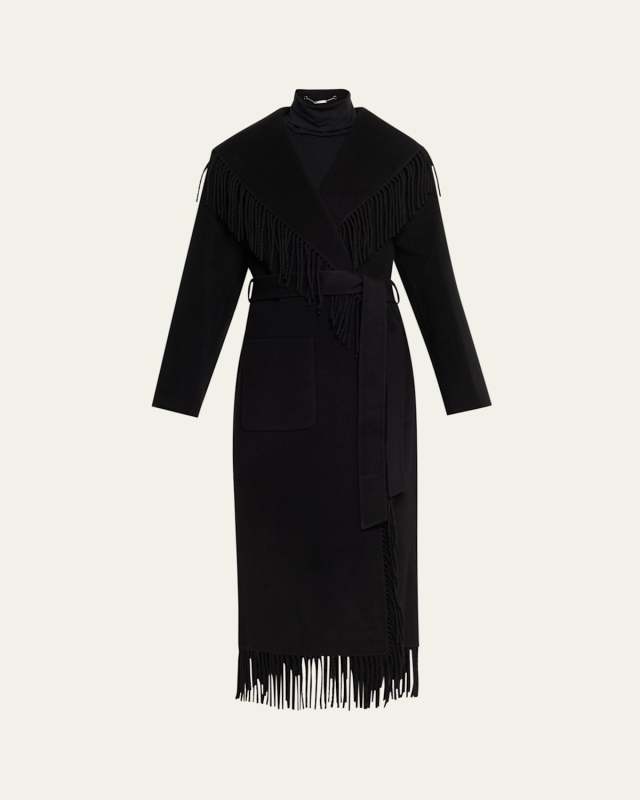 Carrie Belted Fringe Robe Coat